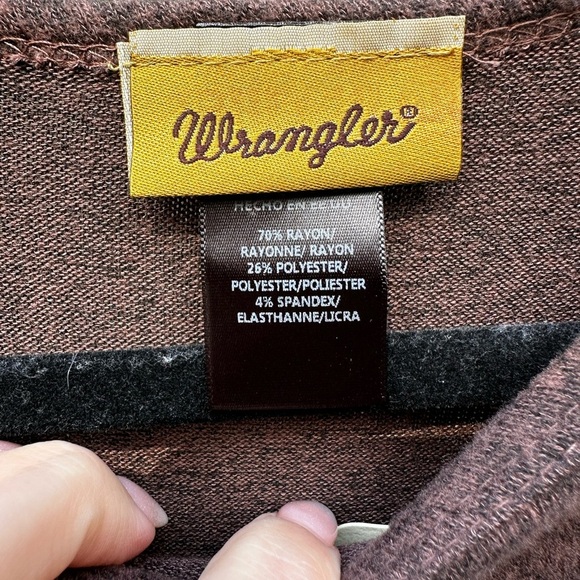 Wrangler Womens Poncho Top Fringe Heathered Knit Pullover L - Picture 5 of 6